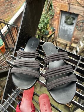 Rothy's Black Triple-Strap Slide Sandals